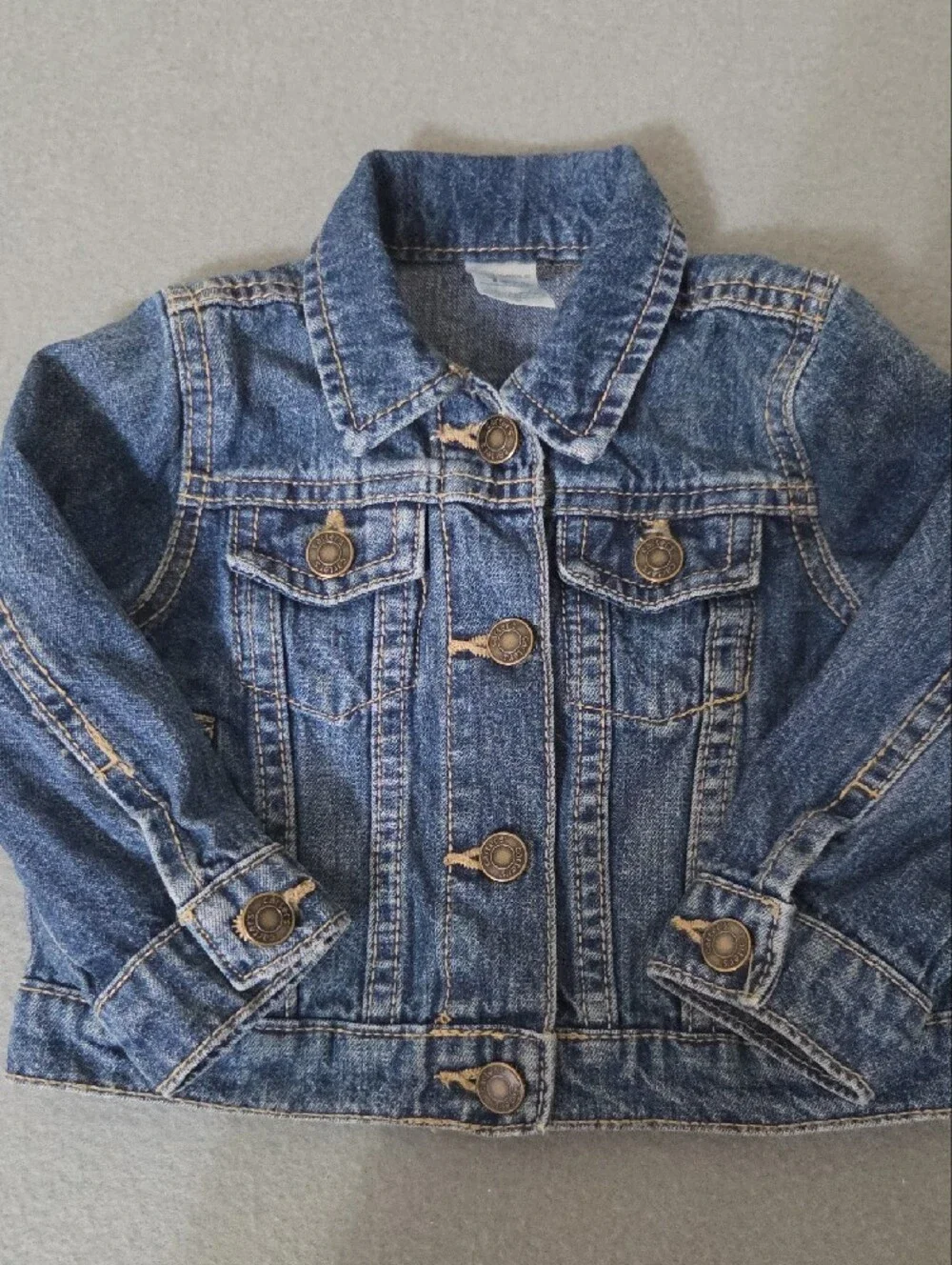Carter's Kids Denim Blue Jean Button Up Trucker Jacket 100% Cotton - Size 12M